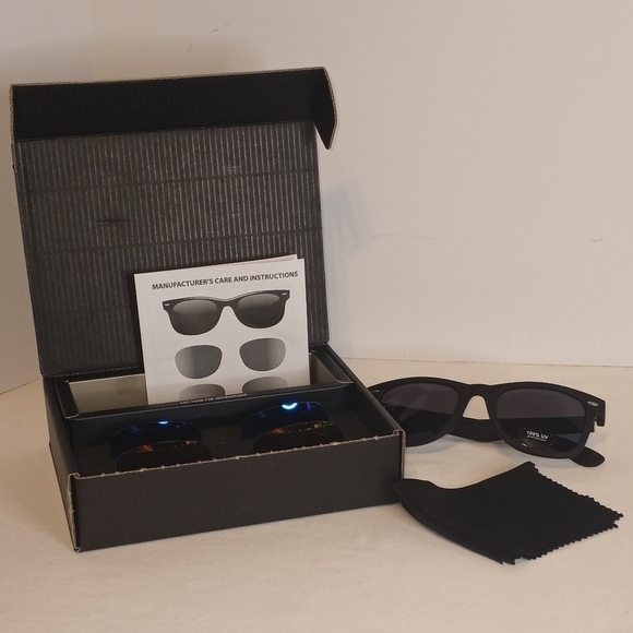INTERCHANGEABLE Lenses (3 sets) Black Sunglasses Unisex NIB 100% UV - Picture 3 of 5
